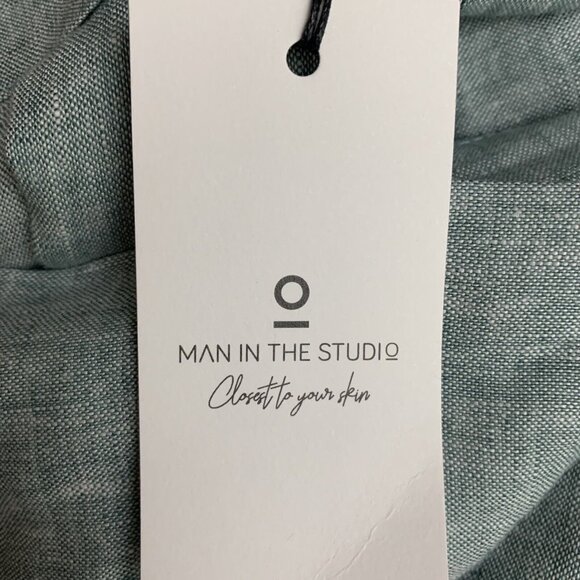 Man in the Studio Dress Size Small 100% Linen Heathered Blue Sleeveless Pockets - Picture 5 of 5